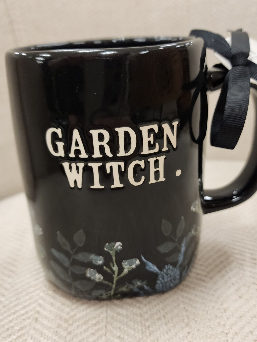 Rae Dunn Garden Witch Black Ceramic Mug